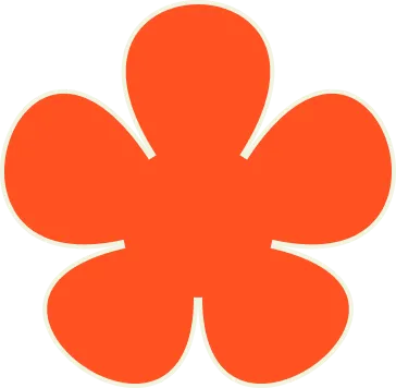 Simple five-petal flower shape in solid bright orange with a light border.