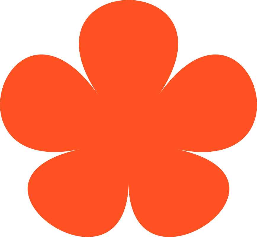 Simple orange five-petal flower shape with rounded petals.